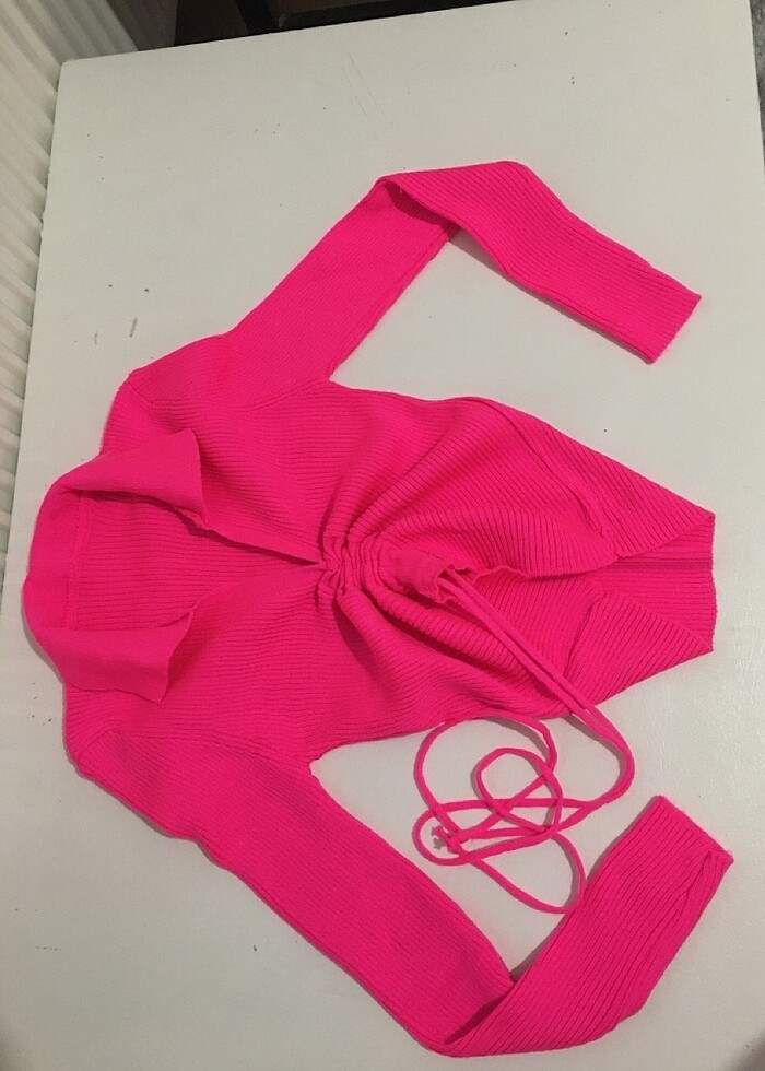 Fosfor pembesi büzmeli bluz - Görsel 2