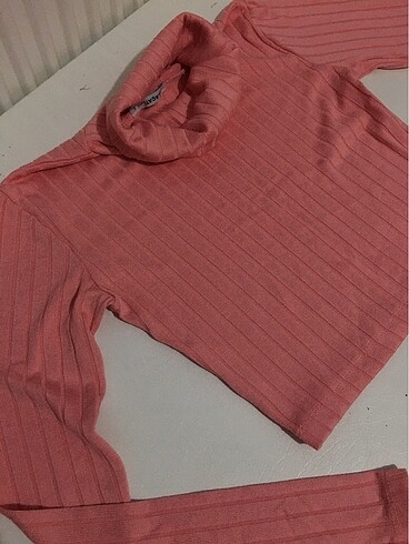 Pudra rengi boğazlı bluz ince - Görsel 2