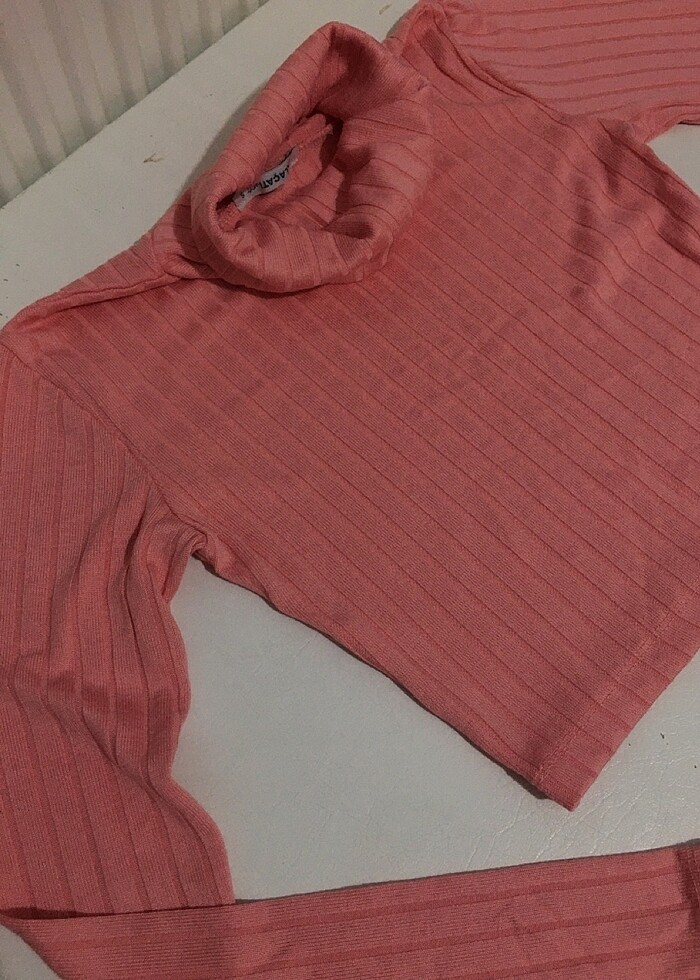 Pudra rengi boğazlı bluz ince - Görsel 2