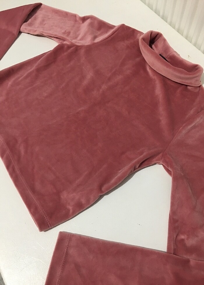 Kadife pembe bluz - Görsel 3