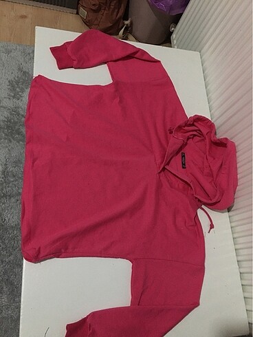 Pembe kapşonlu sweatshirt - Görsel 3