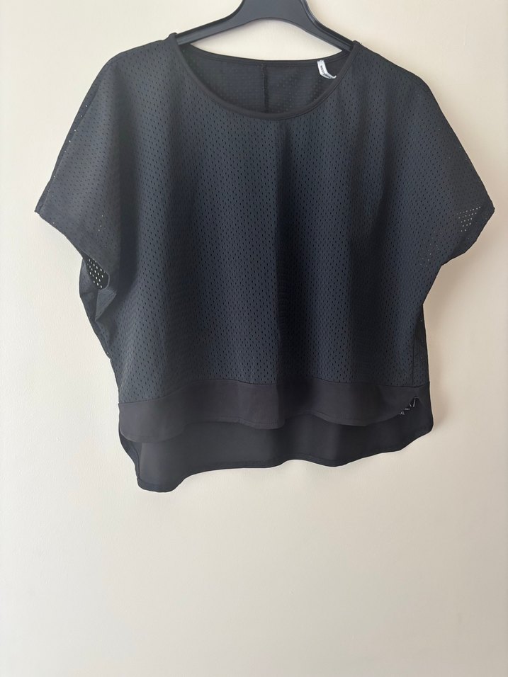 Siyah Kadın Kısa Kollu Salaş Bluz - Görsel 3