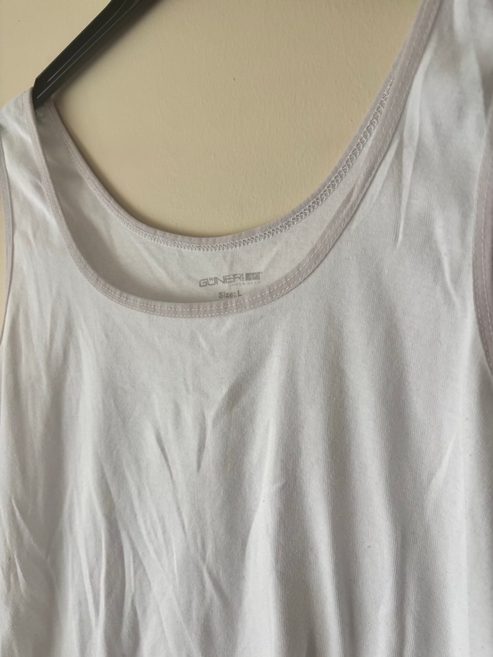 Beyaz Kolsuz Basic Kadın Atlet - Görsel 2