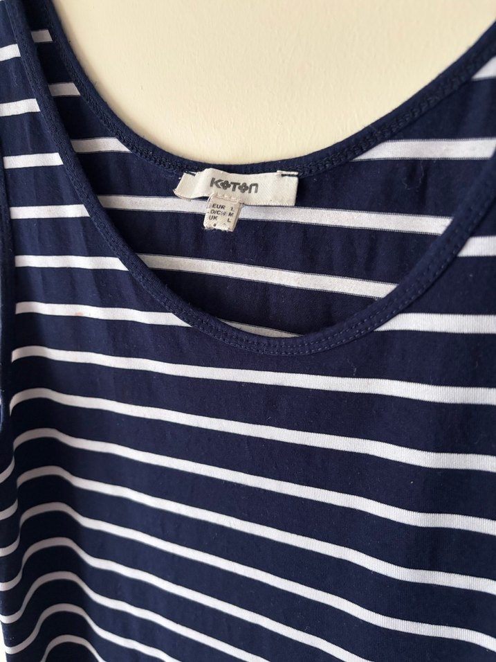 Lacivert Beyaz Çizgili Kadın Atlet - Görsel 2