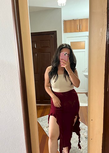 Bordo Midi Kadın Mini Etek - Görsel 3