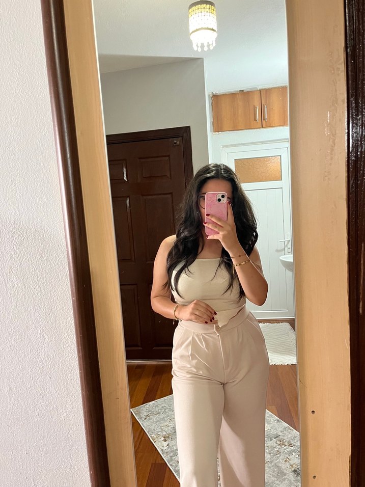 Bej yüksek bel pantolon - Görsel 2