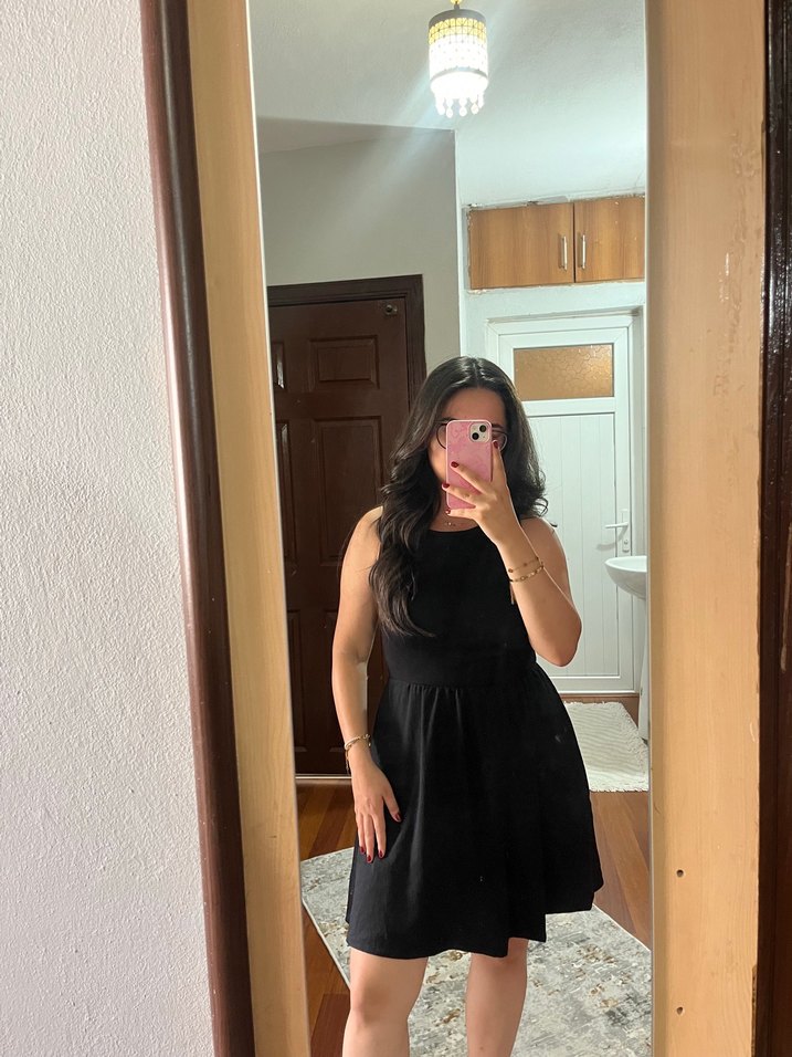 Siyah Midi Elbise - Görsel 2