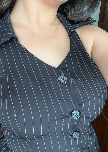 Siyah Askılı Mini Elbise - Görsel 2