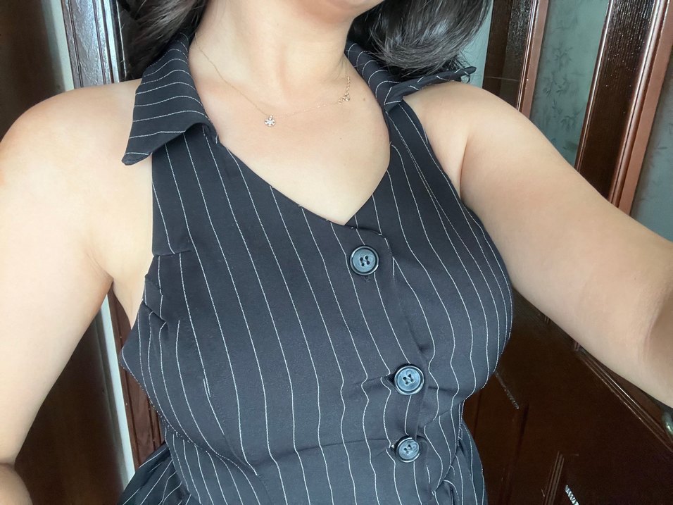 Siyah Askılı Mini Elbise - Görsel 2