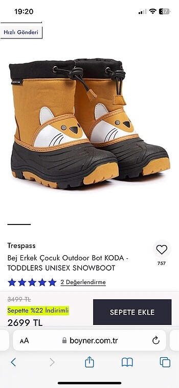 Trespass toddler kar botu 26 numara