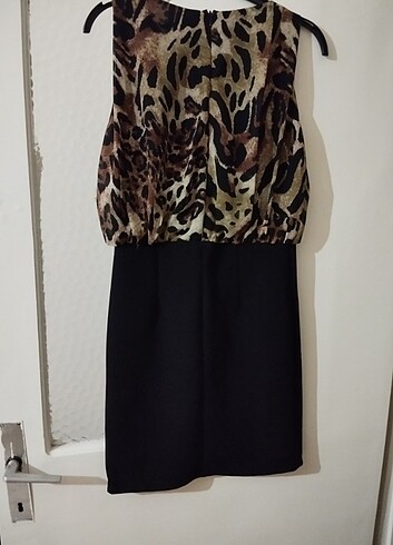 m Beden siyah Renk Leopar mini elbise