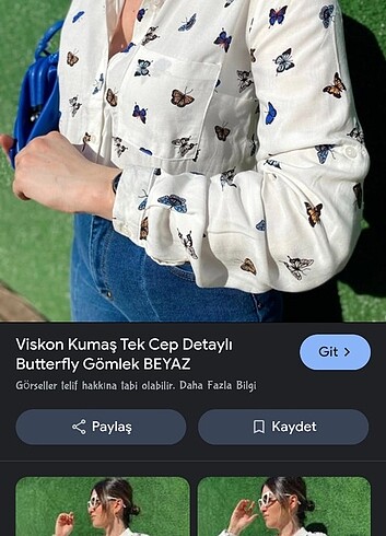Kelebek desenli beyaz gomlek