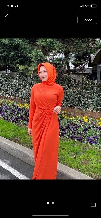 Turuncu tesettür abiye elbise zara armine mango