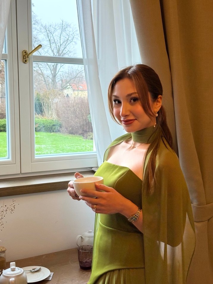 Straplez Drapeli Uzun Kadın Yeşil Elbise Abiye - Görsel 3