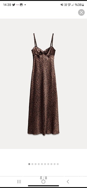 Zara Zara Leoparlı Saten Elbise
