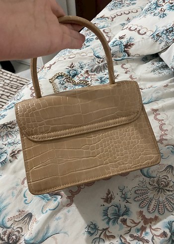 Bej Deri Yılan Desenli Kadın Çanta - Görsel 3