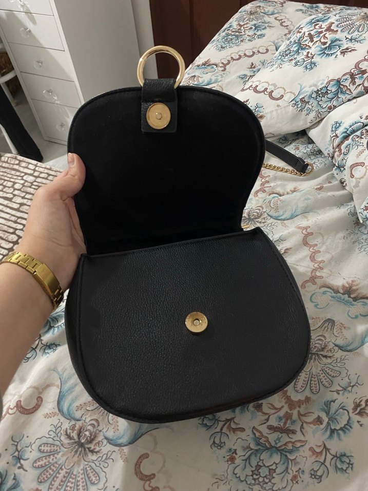 Siyah Deri Zincir Detaylı Kadın Çanta - Görsel 4