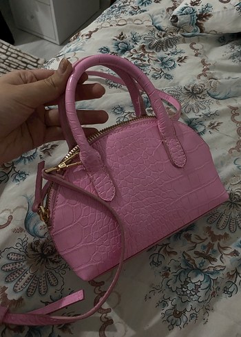 Pembe Deri Yılan Desenli Kadın Çanta - Görsel 2