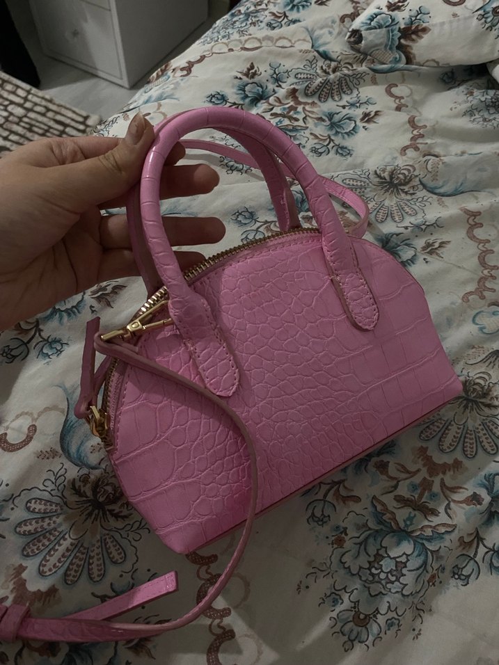 Pembe Deri Yılan Desenli Kadın Çanta - Görsel 2