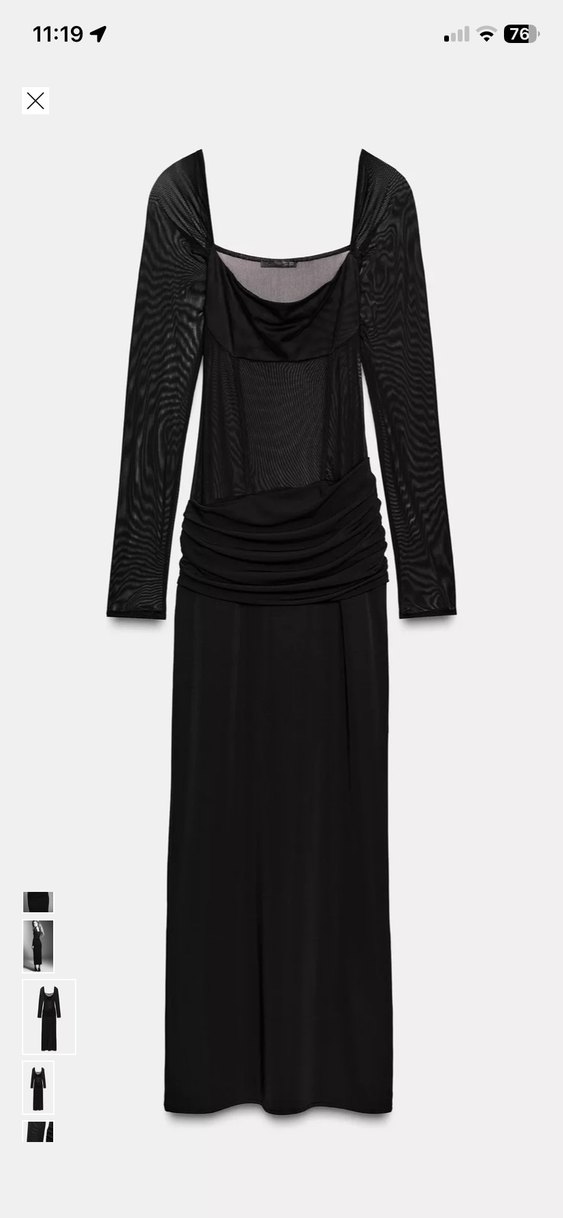 Siyah Drapeli Uzun Gotik Elbise - Görsel 2