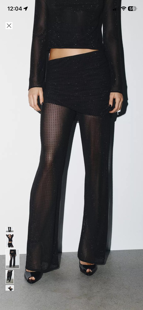 Siyah Pul Detaylı Gotik Kadın Kumaş Pantolon - Görsel 2