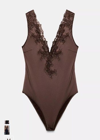 Dantel Detaylı Kahverengi V Yaka Kadın Büstiyer - Görsel 4