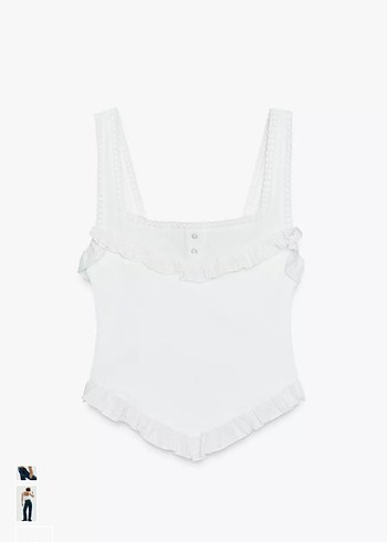 Beyaz Fırfırlı Kadın Büstiyer - Görsel 2