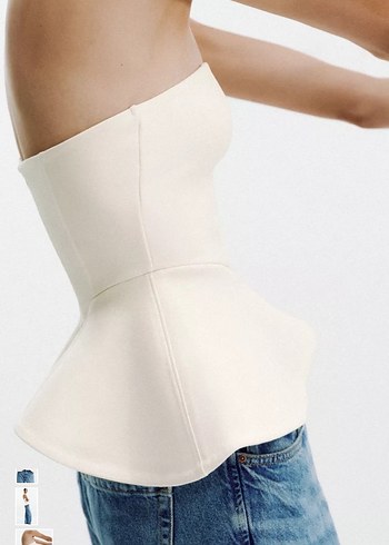 Beyaz Straplez Kadın Büstiyer Midi - Görsel 2