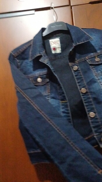 s Beden Koyu lacivert crop kot ceket