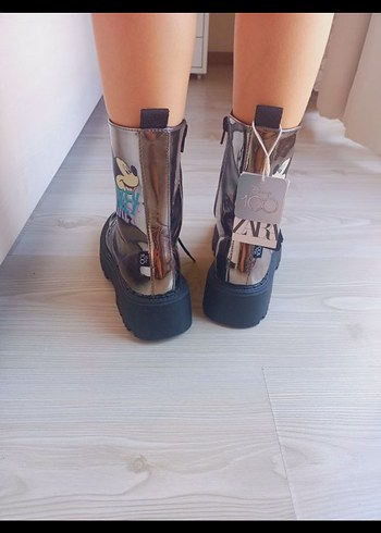 34 Beden Zara Gri Metalik Mickey Mouse bot