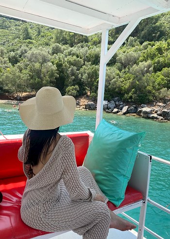 universal Beden Örgü Detaylı Delikli Plaj Elbisesi