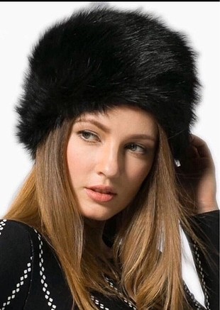 Femenino accessories tilki tüyü görünümlü uzun tüylü rus kalpak