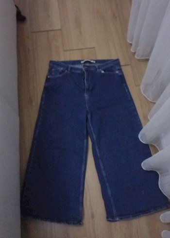 Kadın Lacivert Bol Kesim Midi Kot Pantolon