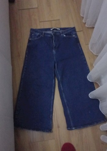 LC Waikiki Kadın Lacivert Bol Kesim Midi Kot Pantolon