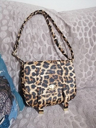 leopar koton çanta
