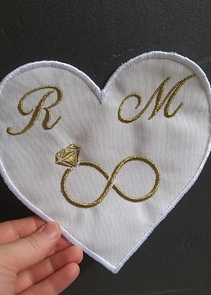 R ve M li Kalp Şeklinde Damat Kahvesi Sunum Peçete - Görsel 2