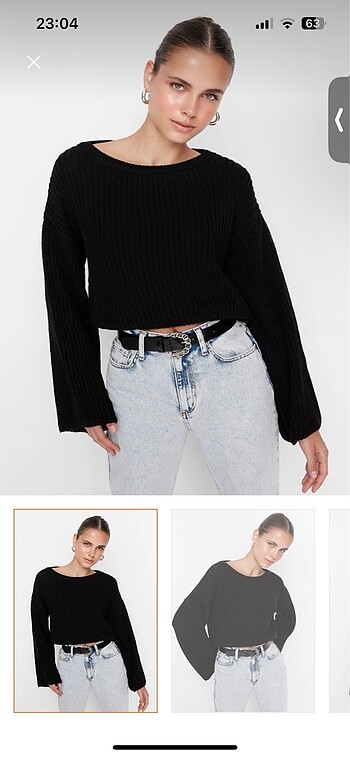 xs Beden Crop-İspanyol kollu Kazak