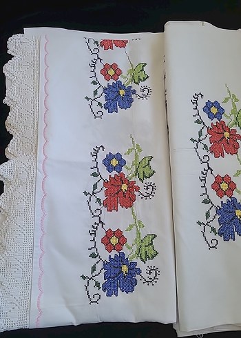 Kanaviçe Renkli yatak takımı Takımı - Görsel 7