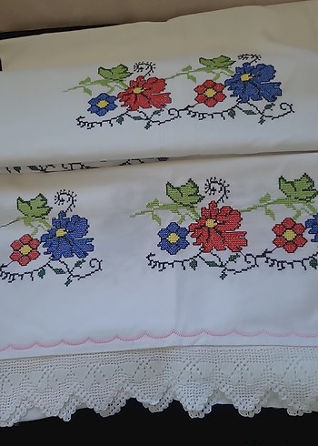 Kanaviçe Renkli yatak takımı Takımı - Görsel 4