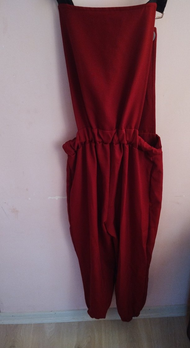 bordo Kadın Askılı Midi Tulum - Görsel 4