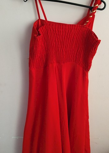 Kırmızı Nakışlı Uzun çocuk Abiye Elbise - Görsel 2