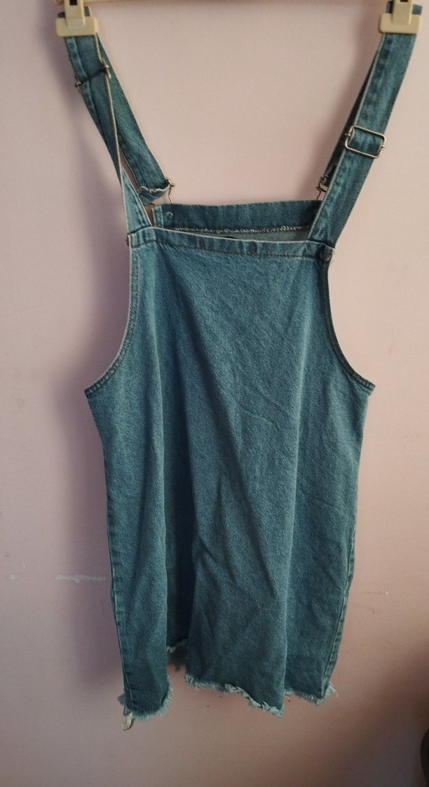 Mavi Denim Midi Askılı Tulum - Görsel 3