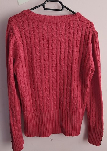 Pembe Örgü Kadın Uzun Kollu Triko - Görsel 2