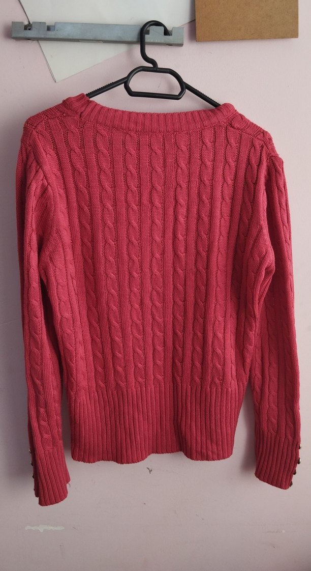 Pembe Örgü Kadın Uzun Kollu Triko - Görsel 2