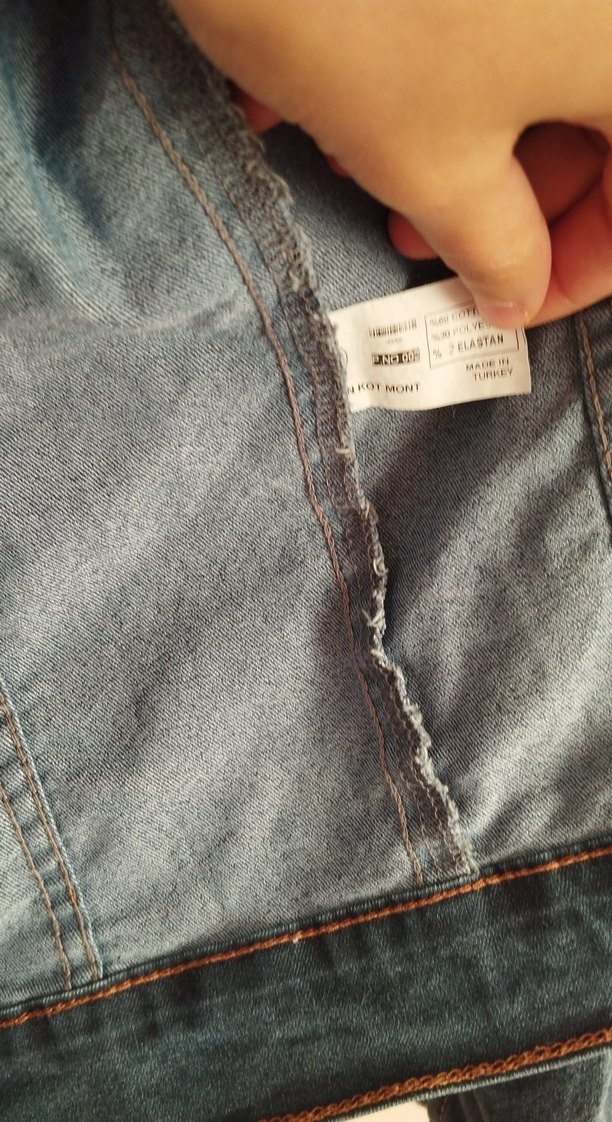 Düğmeli Koyu lacivert Kadın Denim Ceket - Görsel 3