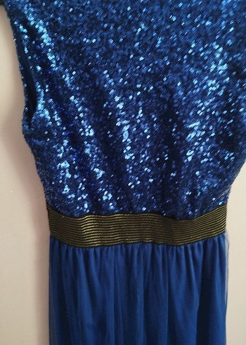 Parlak Mavi Uzun Abiye Elbise - Görsel 4