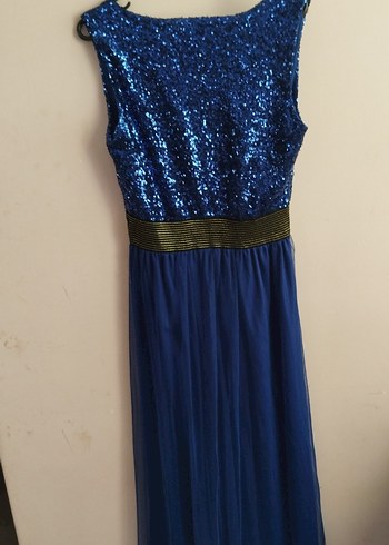 Parlak Mavi Uzun Abiye Elbise - Görsel 5