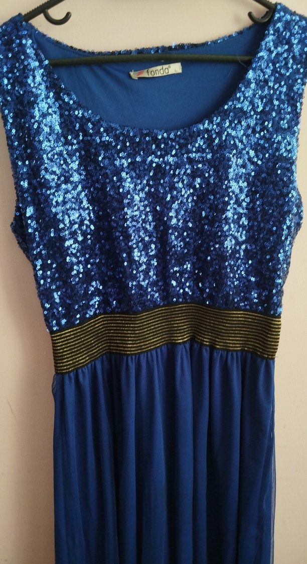 Parlak Mavi Uzun Abiye Elbise - Görsel 3