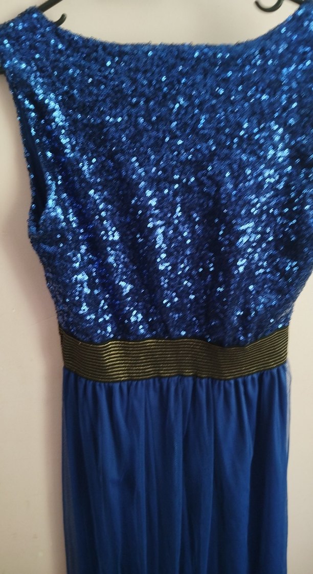 Parlak Mavi Uzun Abiye Elbise - Görsel 4