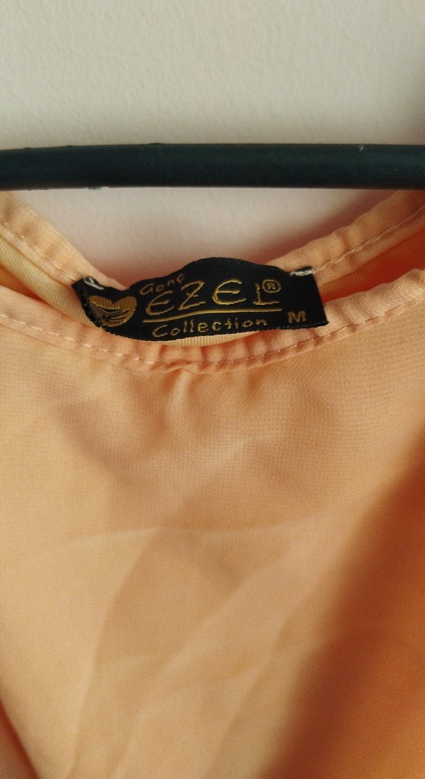 Bej Keten V Yaka Uzun Salaş Elbise - Görsel 2